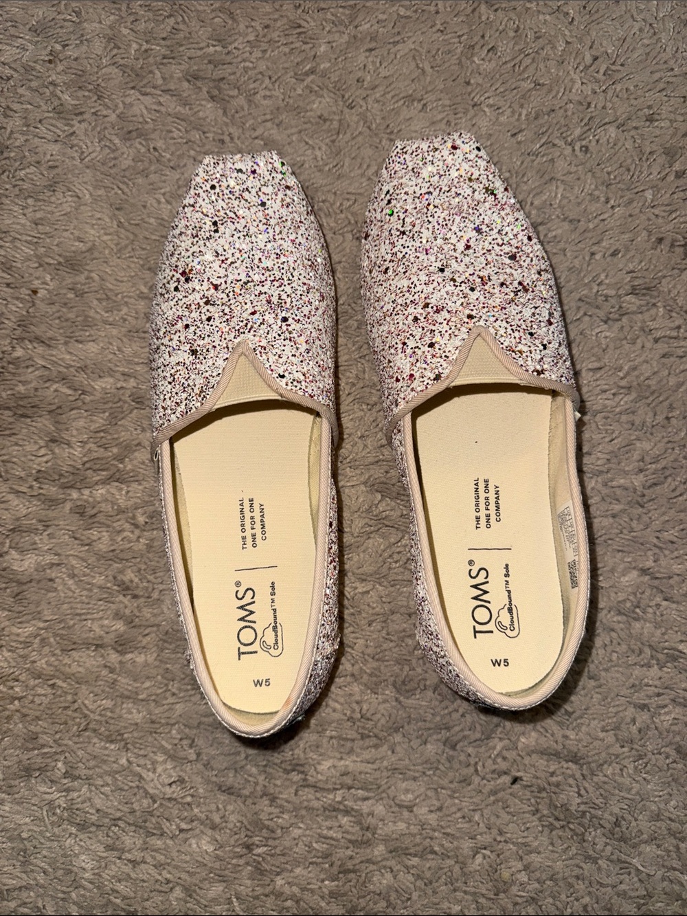 TOMS Women's Multicolor Glitter Slip-On Flats